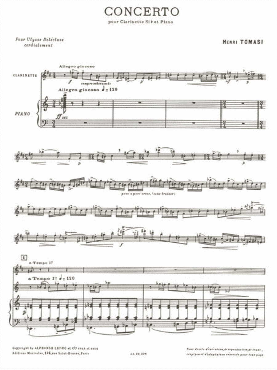 Henri Tomasi - Concerto Pour Clarinette En Si Bemol Et Orchestre A Cordes String Orchestra scores gallery preview page 2