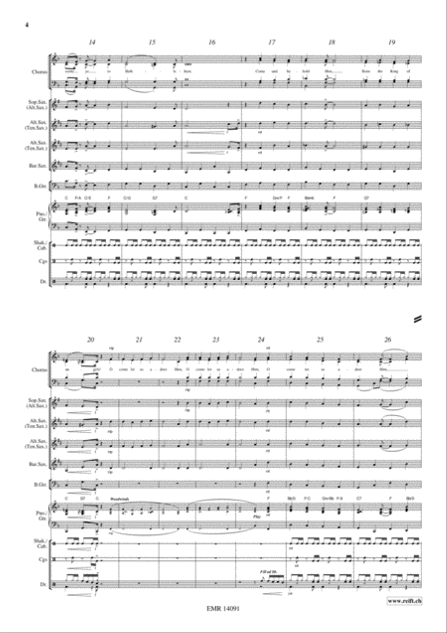 Adeste Fideles Saxophone Quartet scores gallery preview page 5