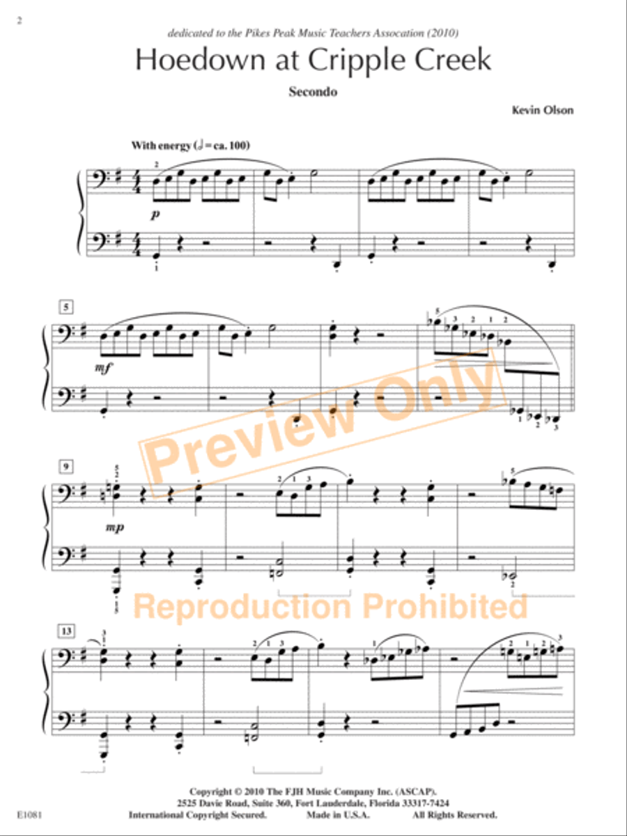 Hoedown at Cripple Creek Piano Solo scores gallery preview page 3