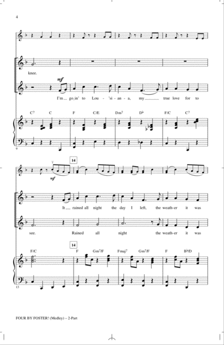 Four by Foster! (Medley) (arr. Mary Donnelly and George L.O. Strid) 2-Part scores gallery preview page 2