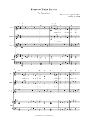 Prayer of Saint Patrick - The Breastplate - Violin trio and Piano