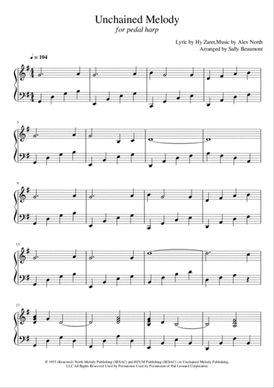 Unchained Melody Unchained Melody Harp scores gallery preview page 1
