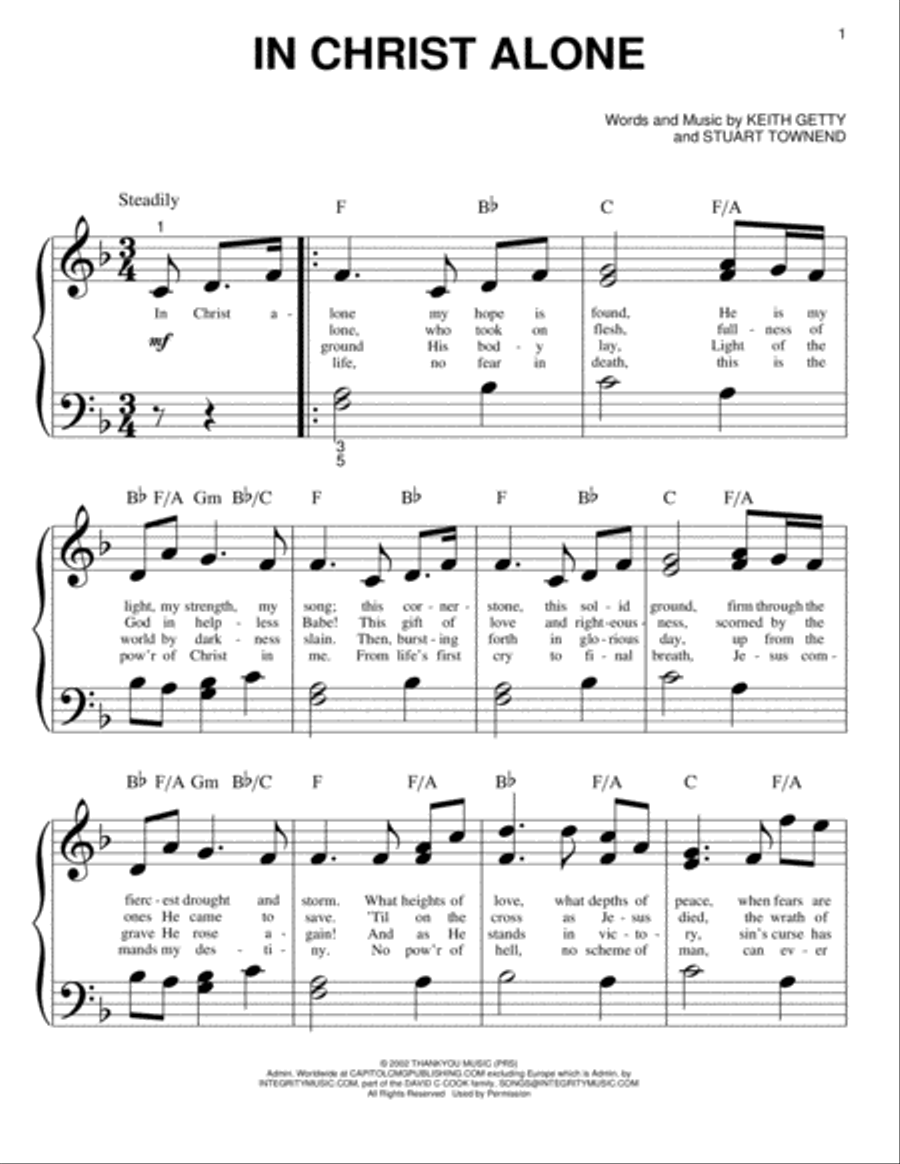 In Christ Alone Easy Piano scores gallery preview page 1