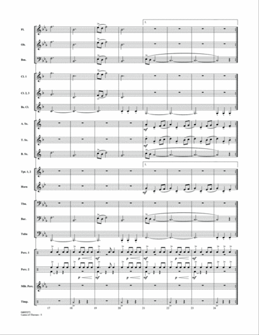 Game Of Thrones (arr. Michael Brown) - Conductor Score (Full Score) Concert Band scores gallery preview page 4
