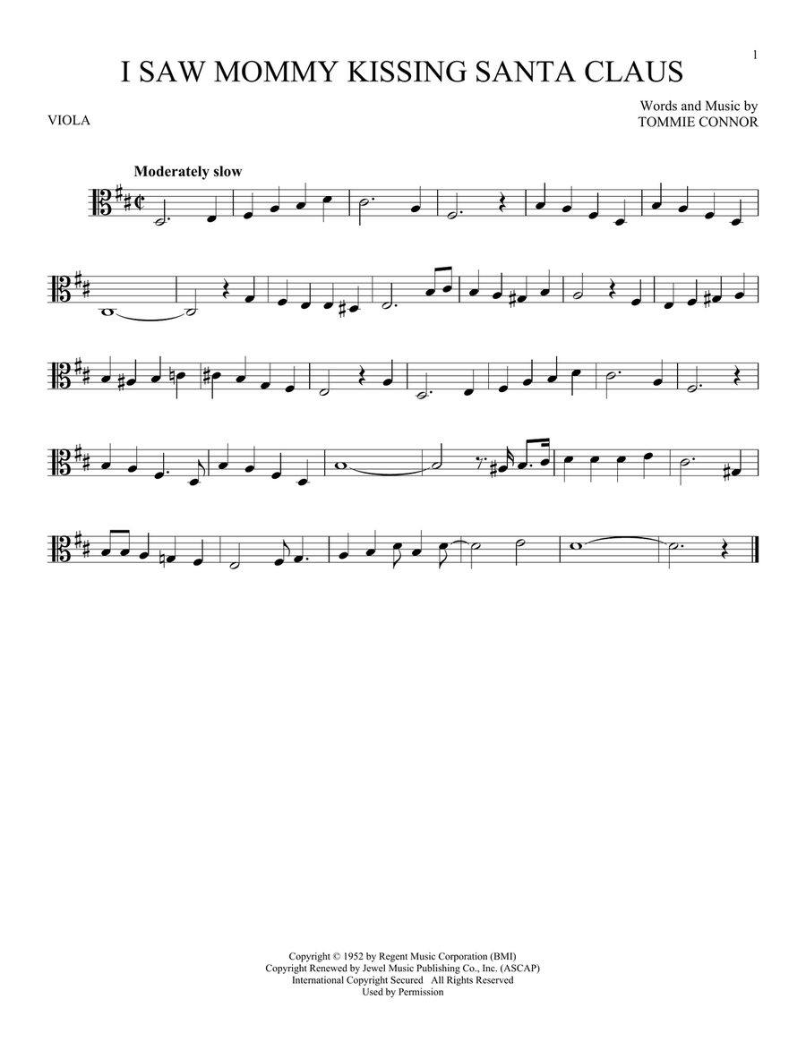 I Saw Mommy Kissing Santa Claus Viola Solo scores gallery preview page 1