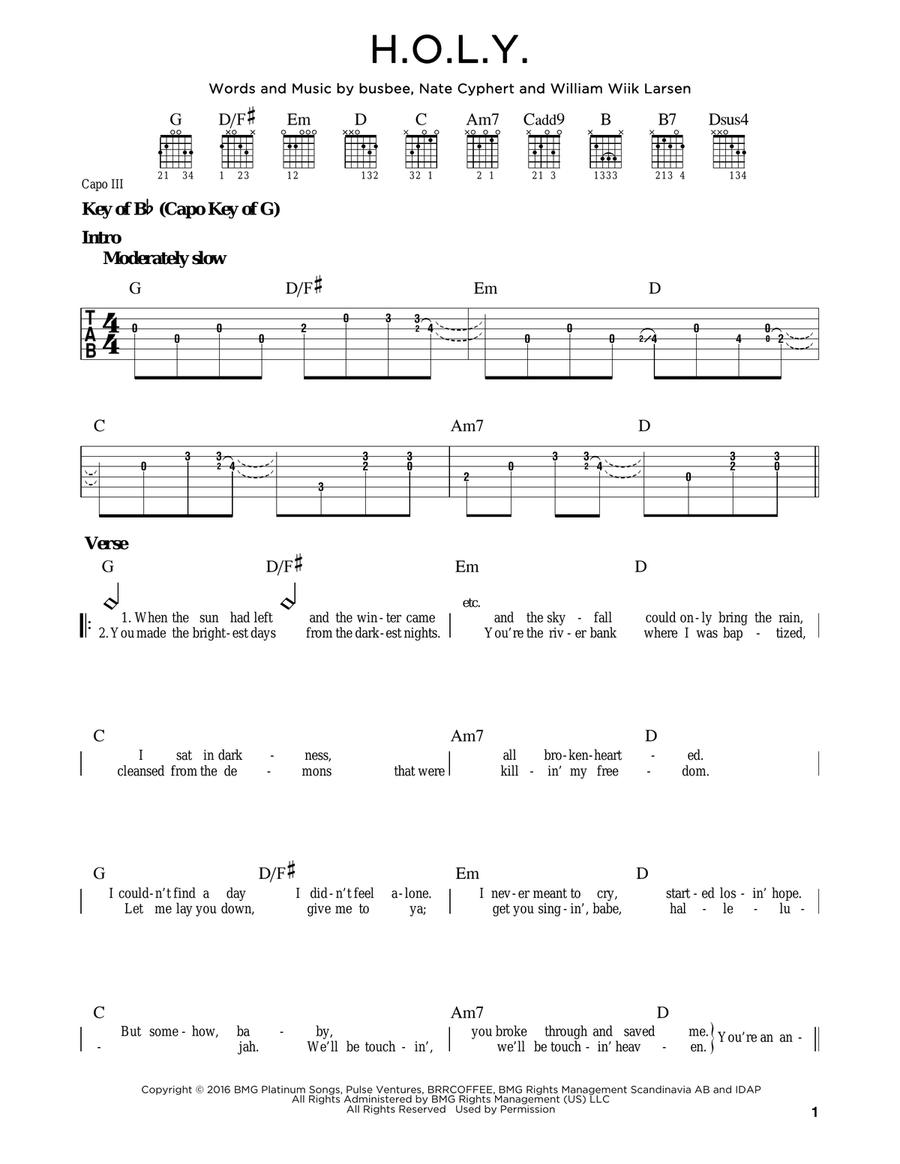 H.O.L.Y. Electric Guitar scores gallery preview page 1