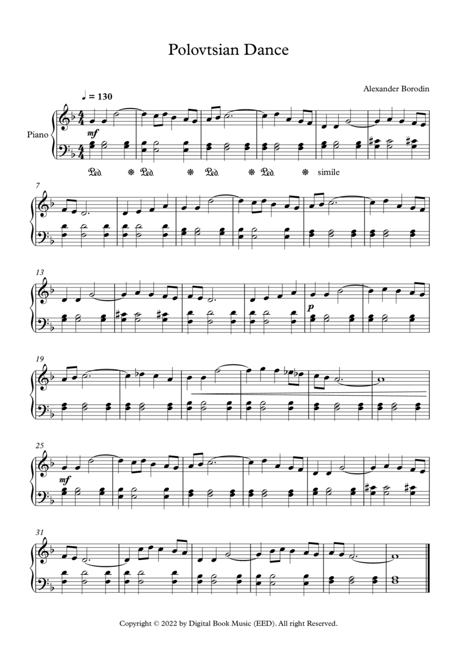 Polovtsian Dance - Alexander Borodin (Piano) Easy Piano scores gallery preview page 1