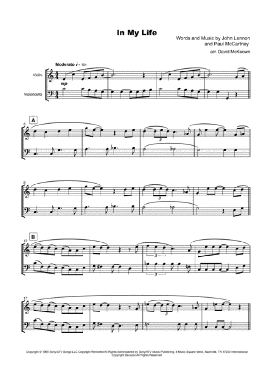 In My Life String Duet scores gallery preview page 2