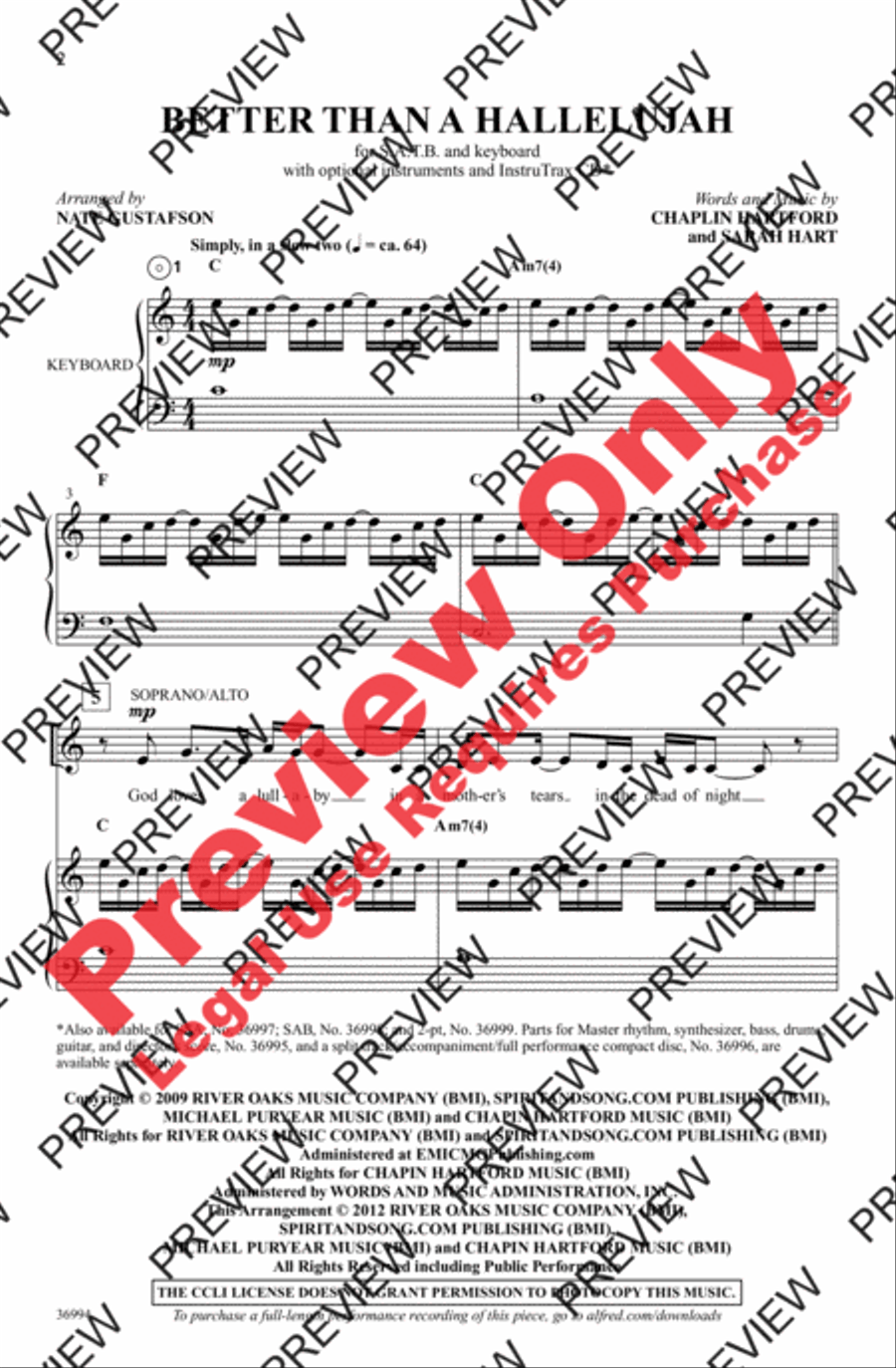 Better Than a Hallelujah 4-Part scores gallery preview page 2