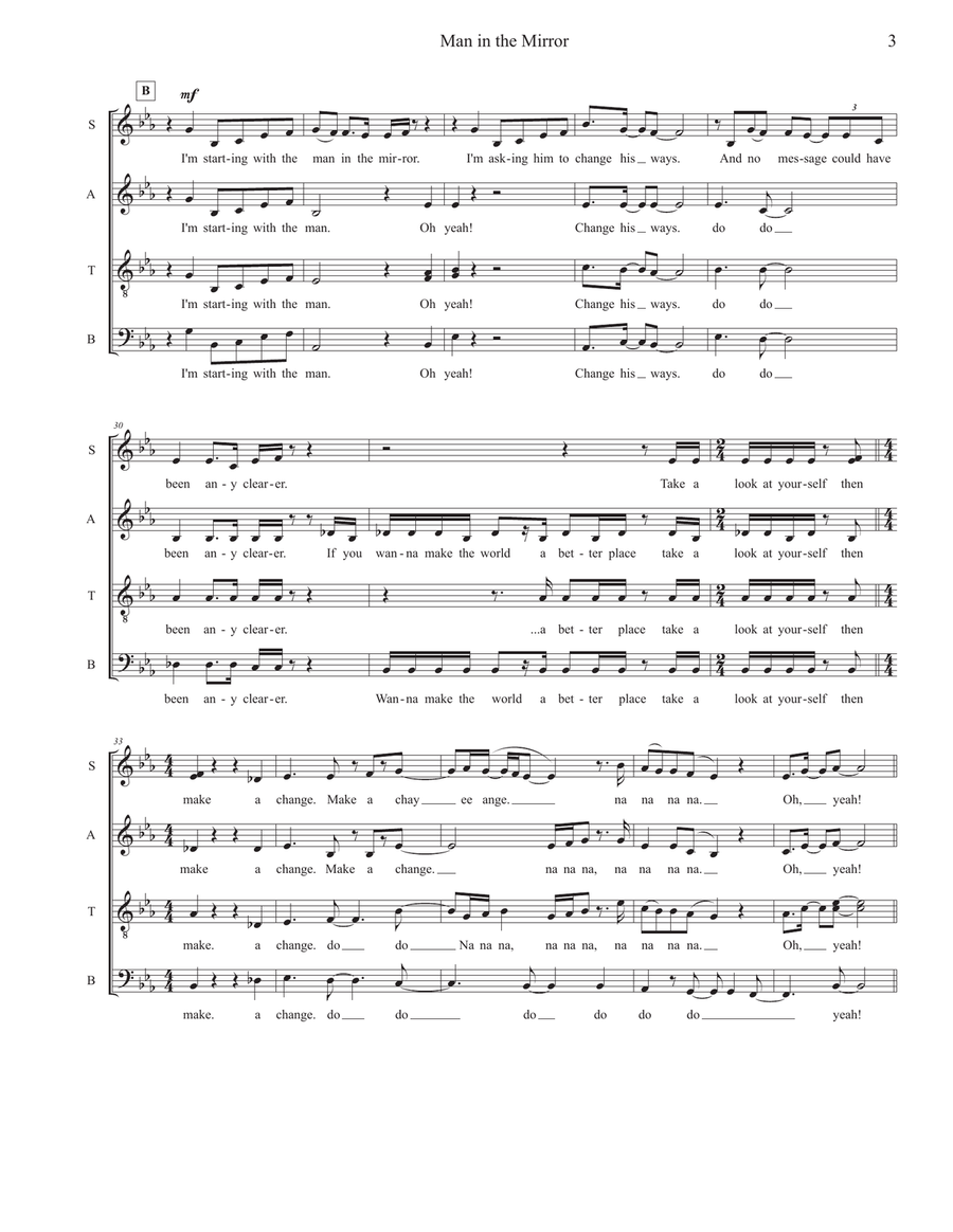 Man In The Mirror 4-Part scores gallery preview page 3