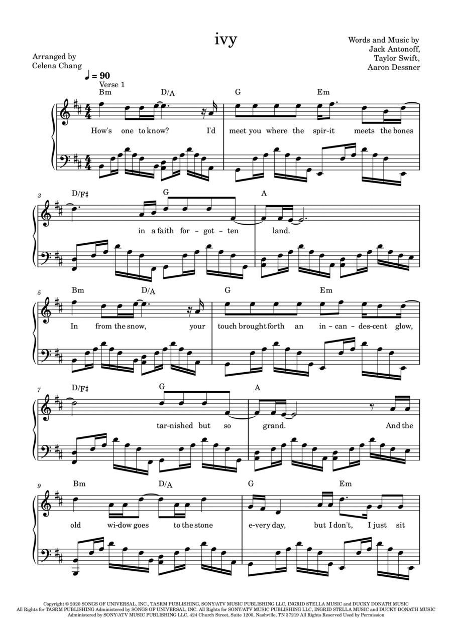 Ivy Ivy Piano Solo scores gallery preview page 1