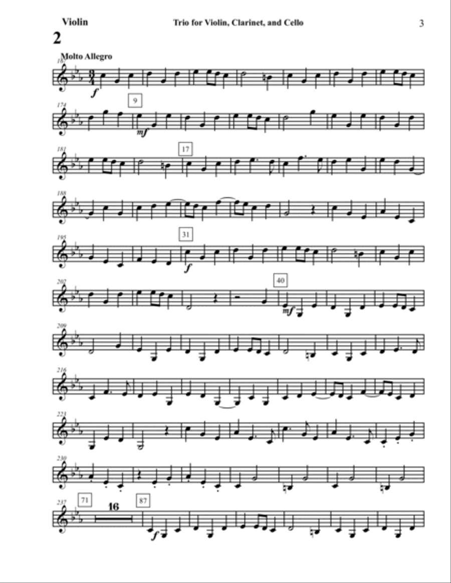 Trio for Violin, Clarinet, and Cello Chamber Music scores gallery preview page 4