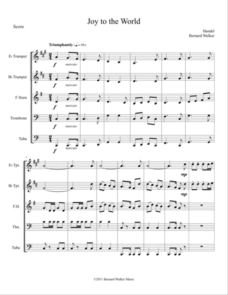 Joy to the World Brass Ensemble scores gallery preview page 1