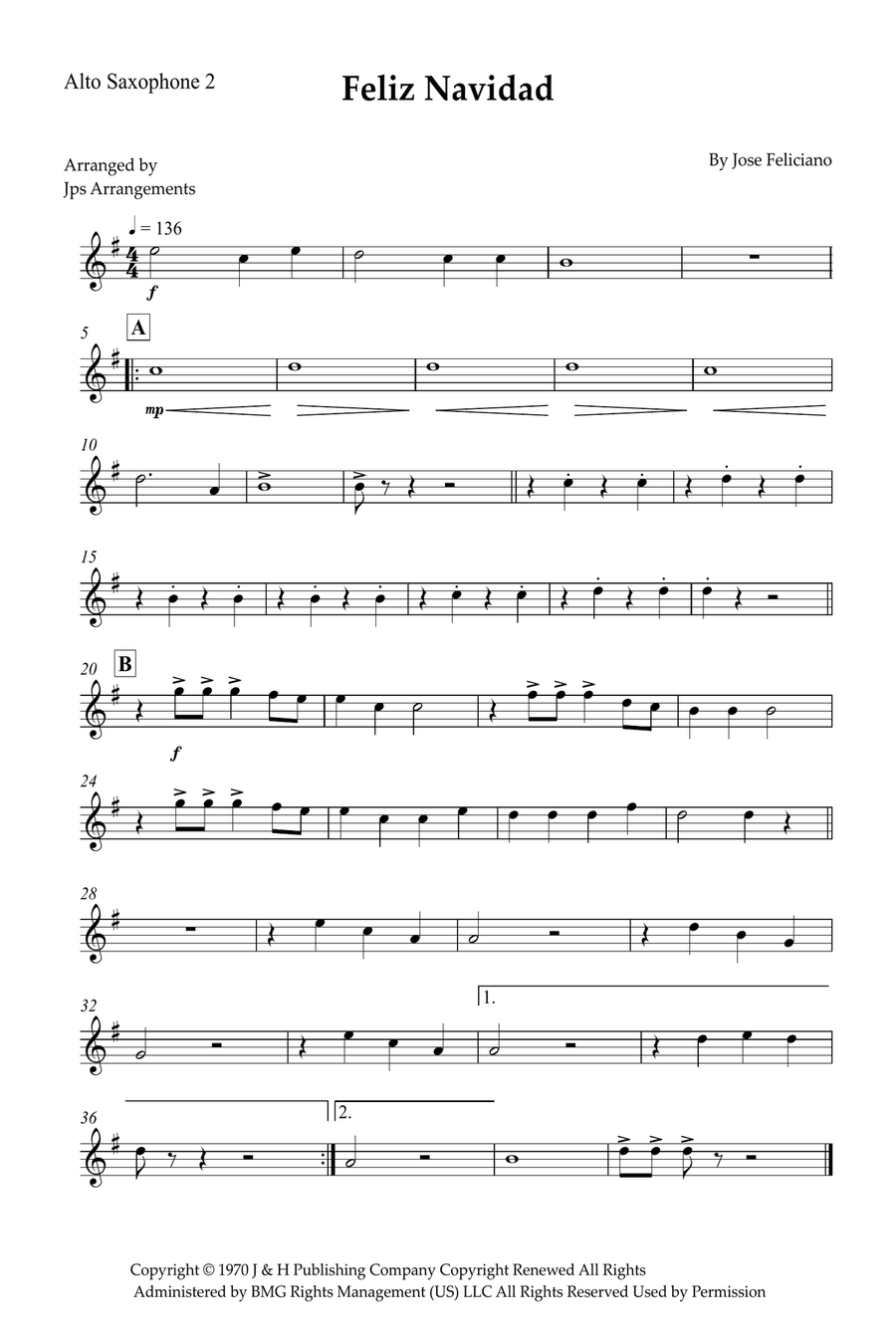 Feliz Navidad Feliz Navidad Saxophone Quartet scores gallery preview page 6