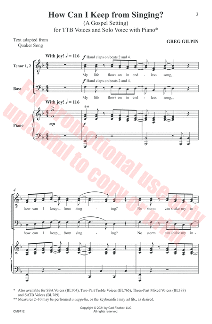 How Can I Keep From Singing? TTB scores gallery preview page 4