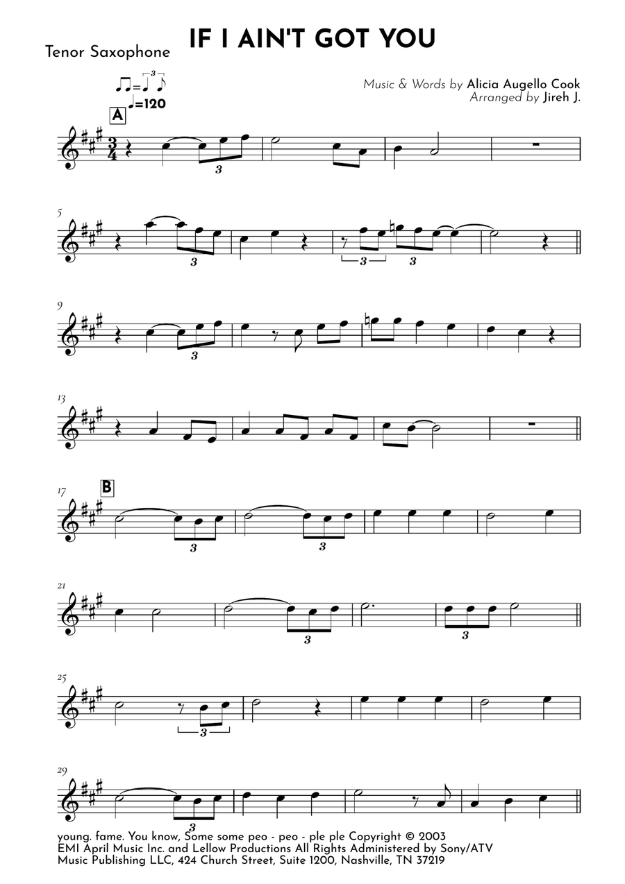 If I Ain't Got You If I Ain't Got You Tenor Saxophone scores gallery preview page 2