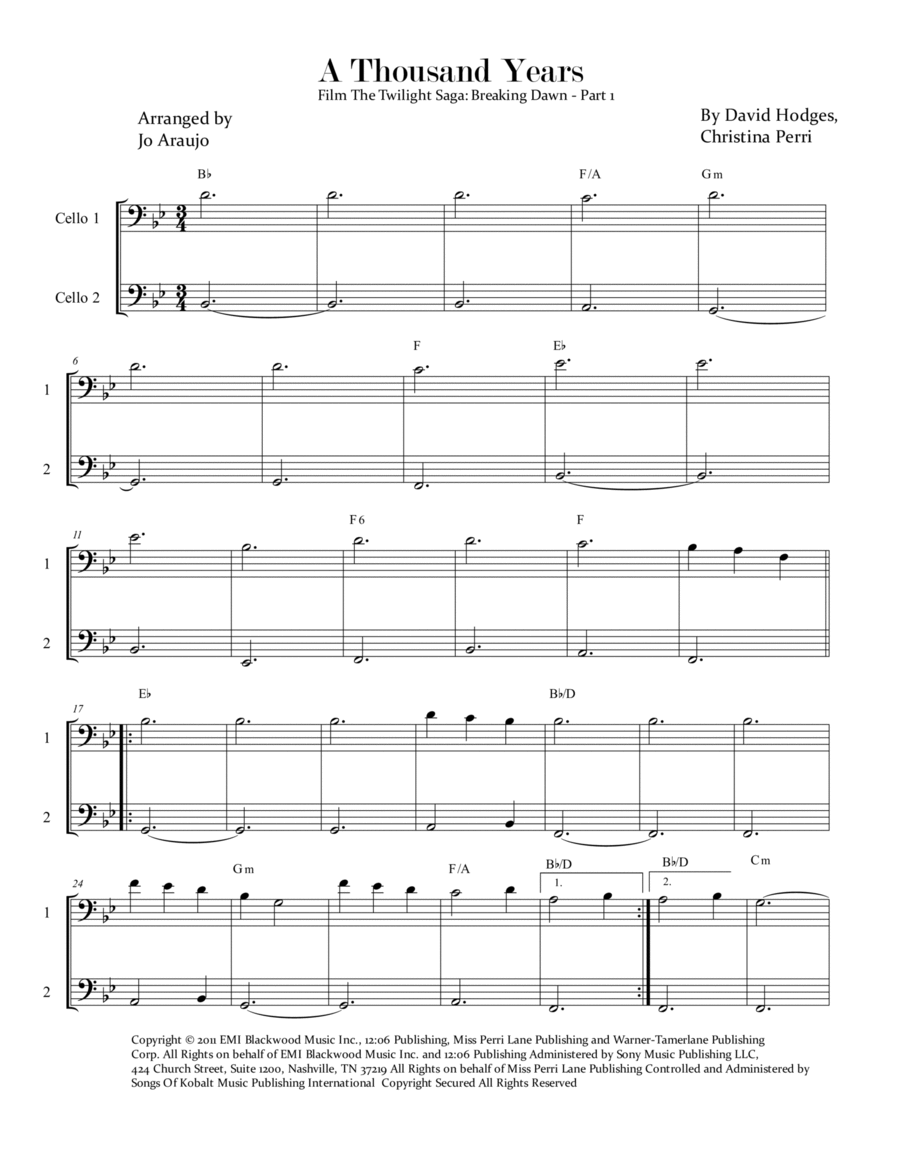 A Thousand Years String Duet scores gallery preview page 1