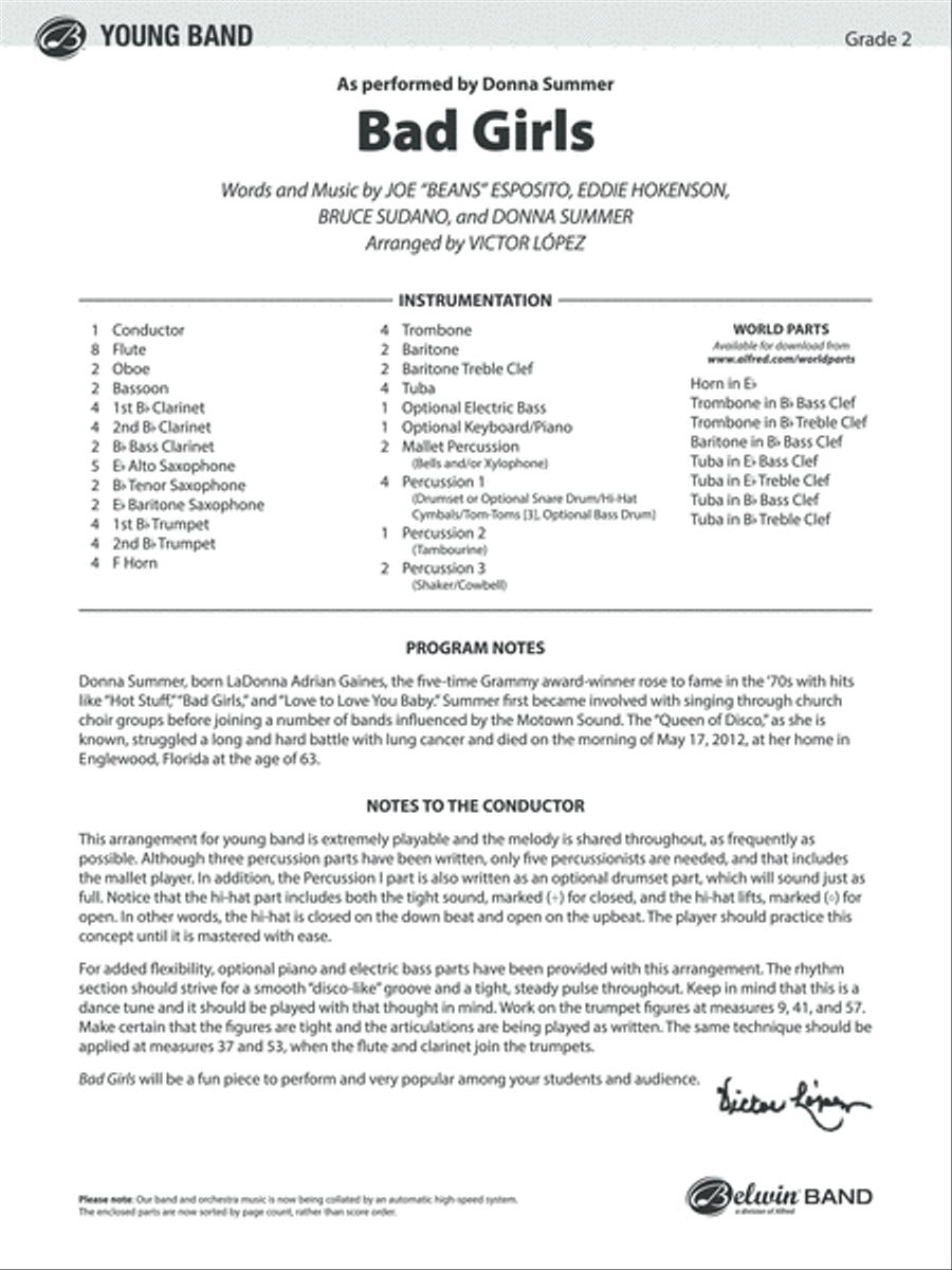 Bad Girls: Score Bad Girls: Score Concert Band scores gallery preview page 1
