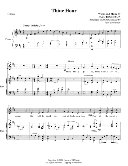 Thine Hour - SATB with Piano image number null