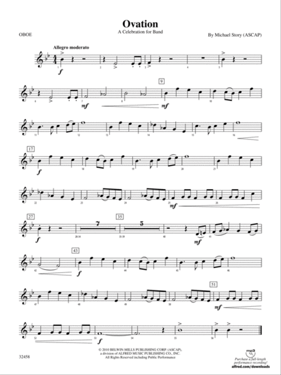 Ovation: Oboe Ovation: Oboe Concert Band scores gallery preview page 1