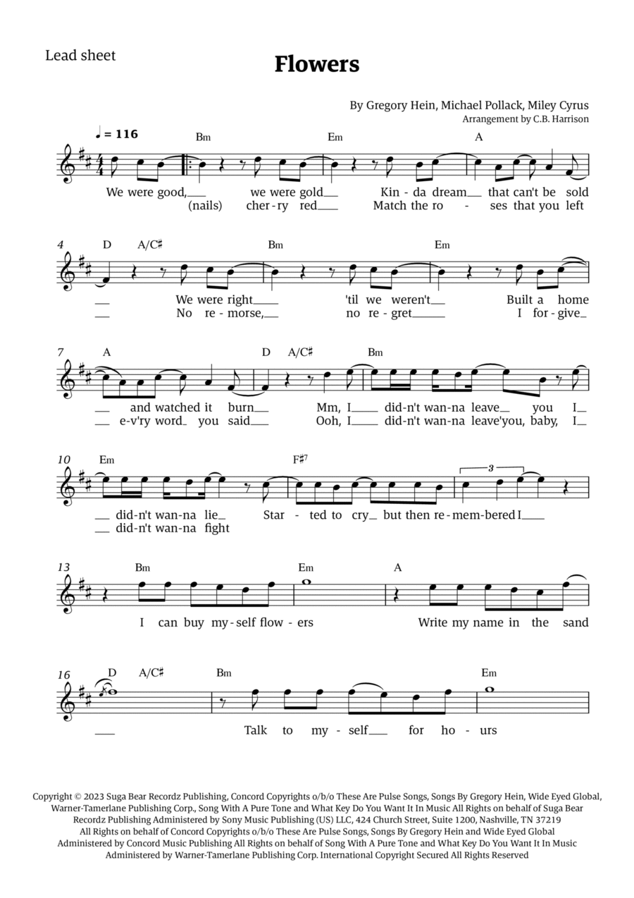 Flowers Flowers Easy Piano scores gallery preview page 1
