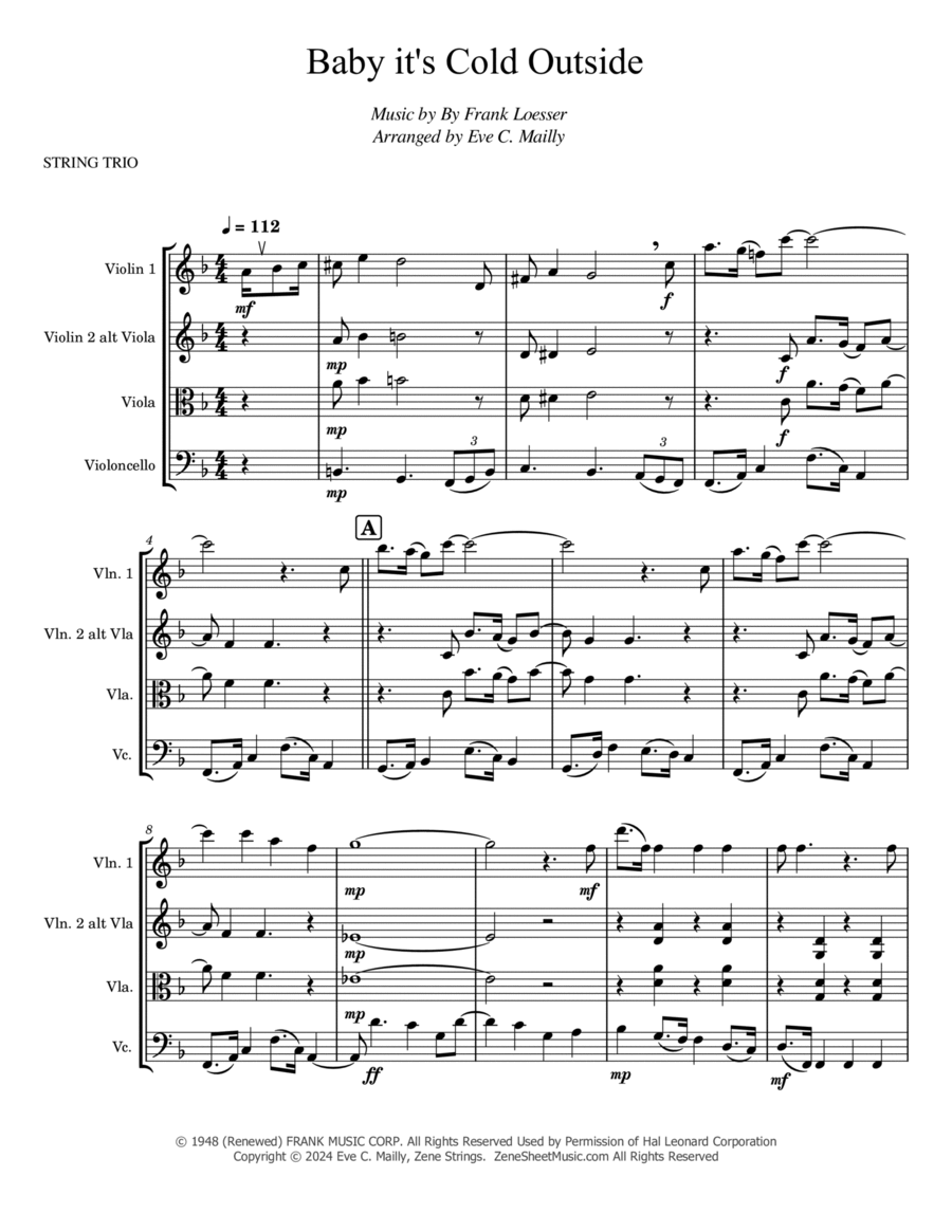 Baby, It's Cold Outside String Trio scores gallery preview page 1
