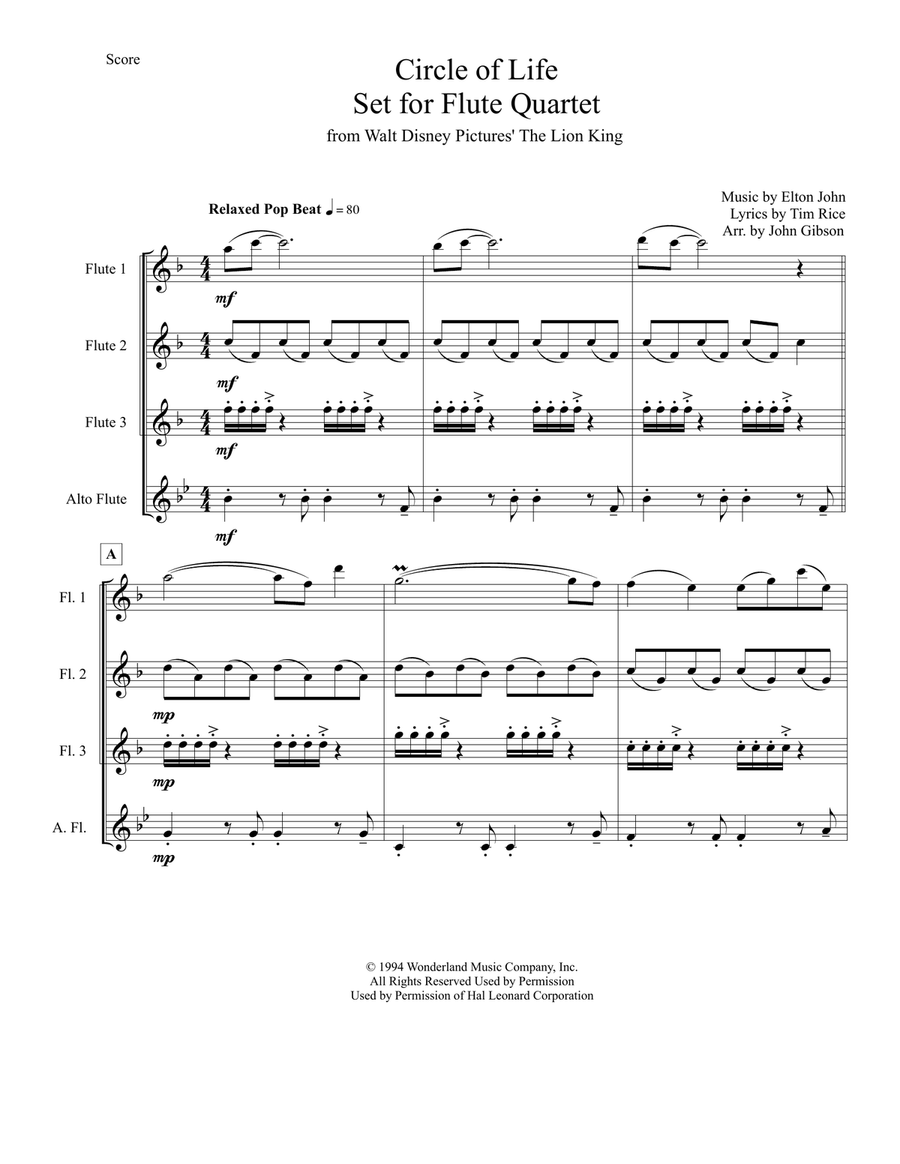 Circle Of Life Woodwind Ensemble scores gallery preview page 2