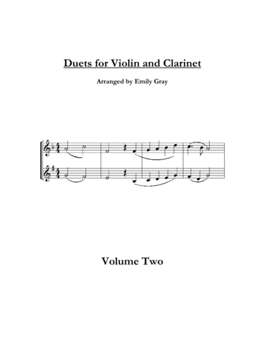 Duets for Violin and Clarinet, Volume Two Clarinet scores gallery preview page 1