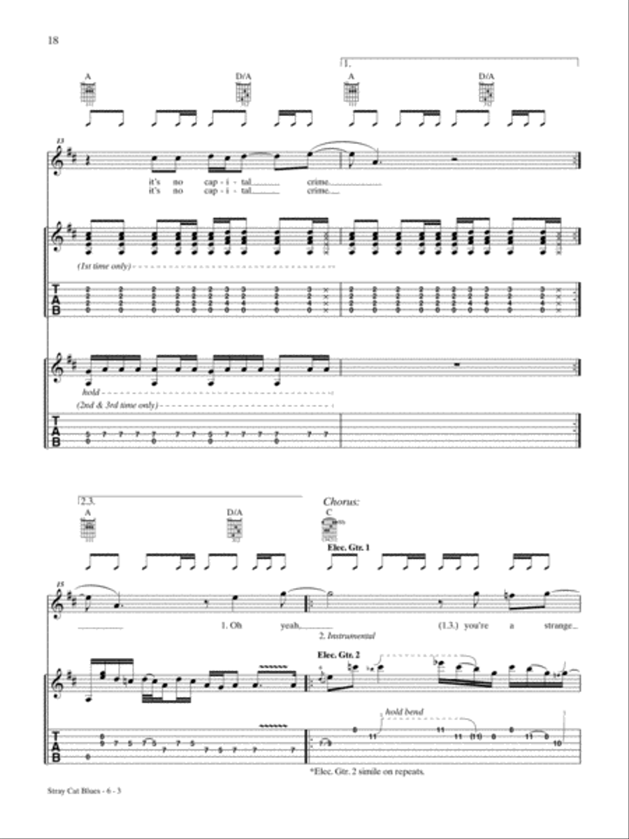 Stray Cat Blues (Live Version) Guitar Tablature scores gallery preview page 3