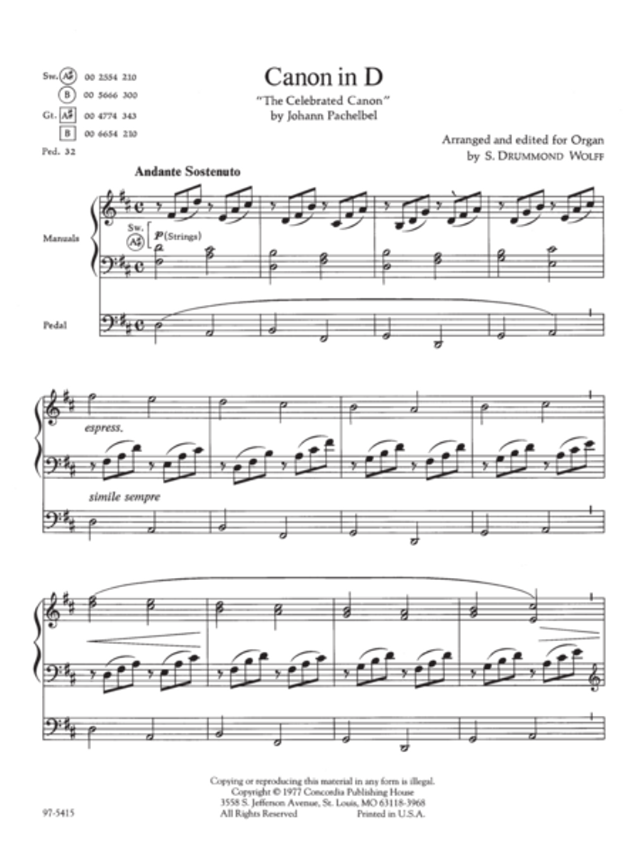 Canon in D / The Celebrated Canon (Organ) Organ scores gallery preview page 3