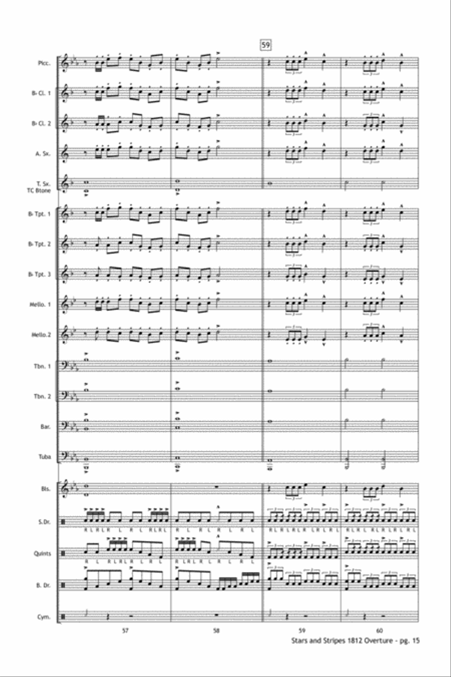 Stars and Stripes 1812 Overture Marching Band scores gallery preview page 16