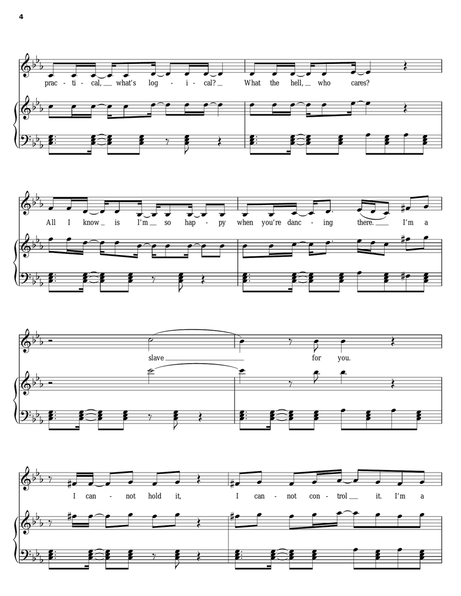 I'm A Slave 4 U Piano, Vocal, Guitar scores gallery preview page 4
