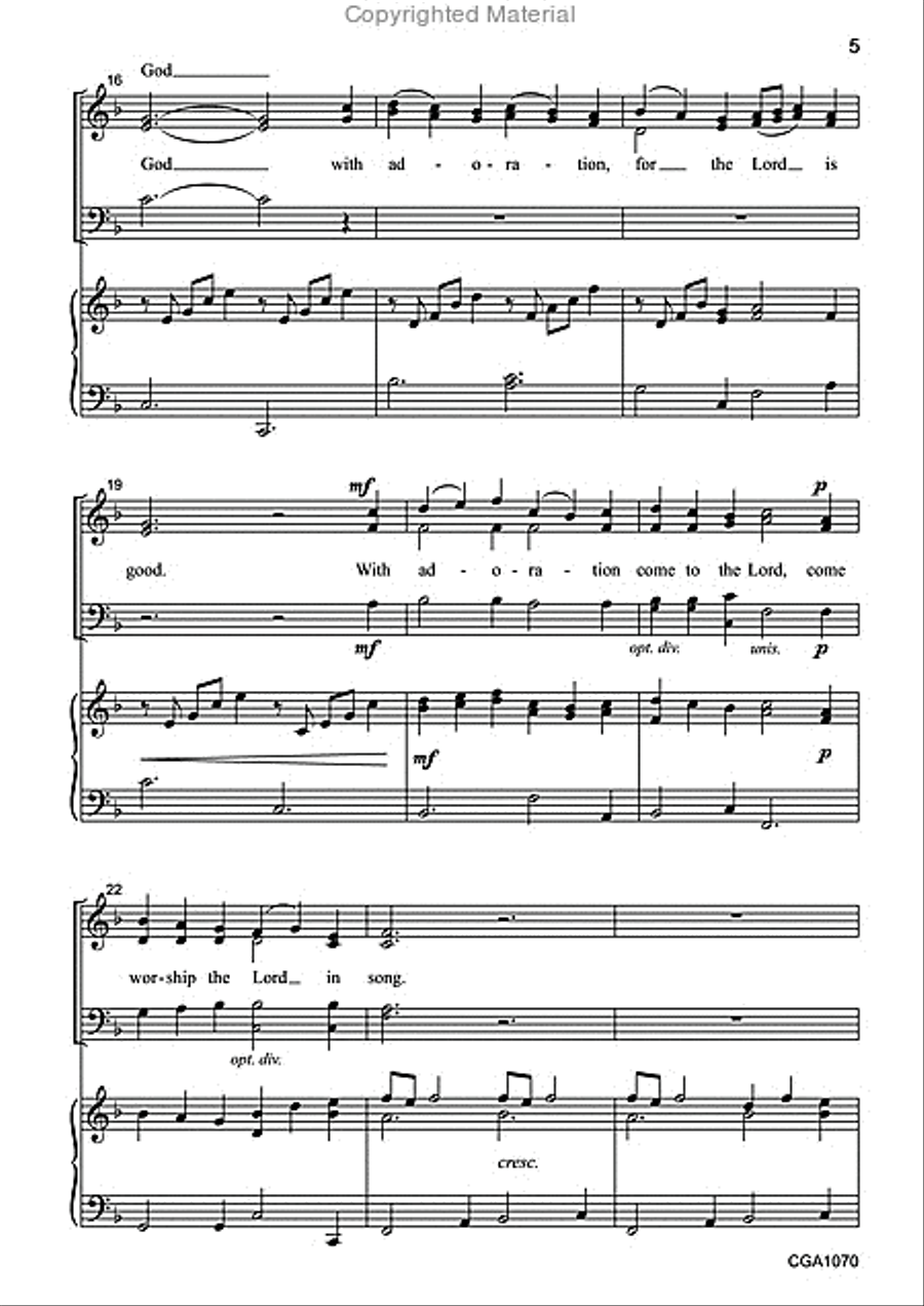 Come, Worship the Lord Come, Worship the Lord 4-Part scores gallery preview page 4