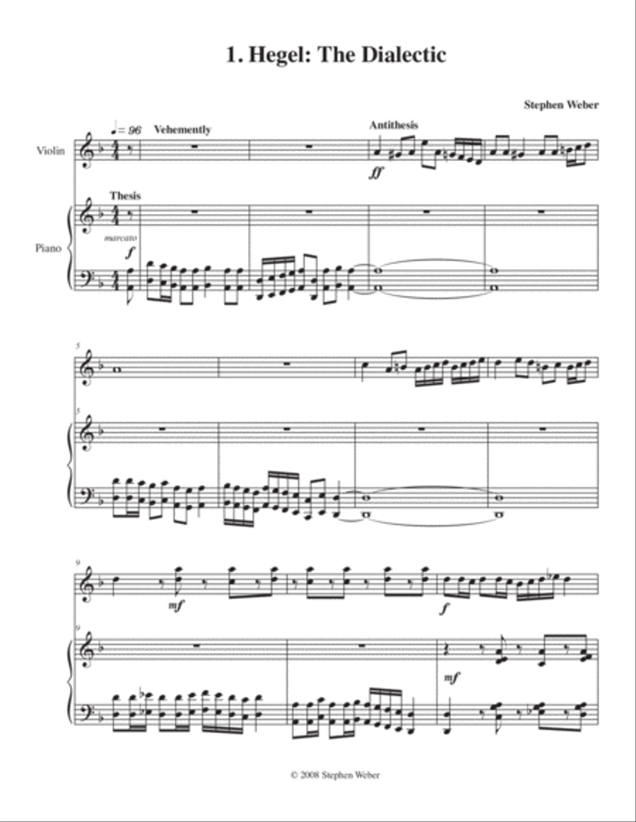 Philosophical Sketches for Violin and Piano Violin Solo scores gallery preview page 1