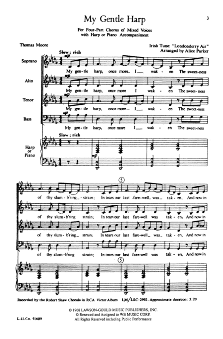 My Gentle Harp 4-Part scores gallery preview page 2