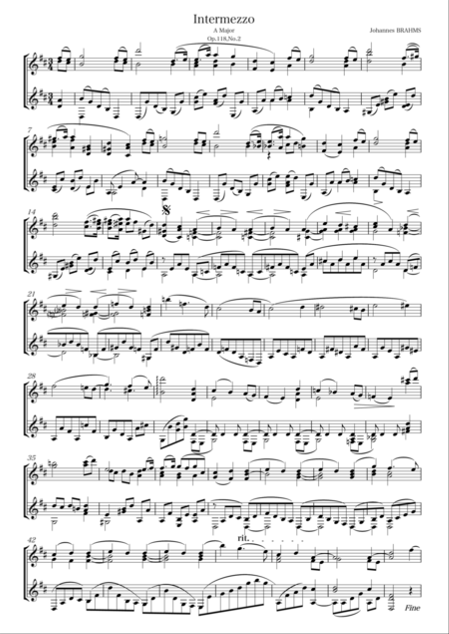 Intermezzo Op.118,No.2 Acoustic Guitar scores gallery preview page 1