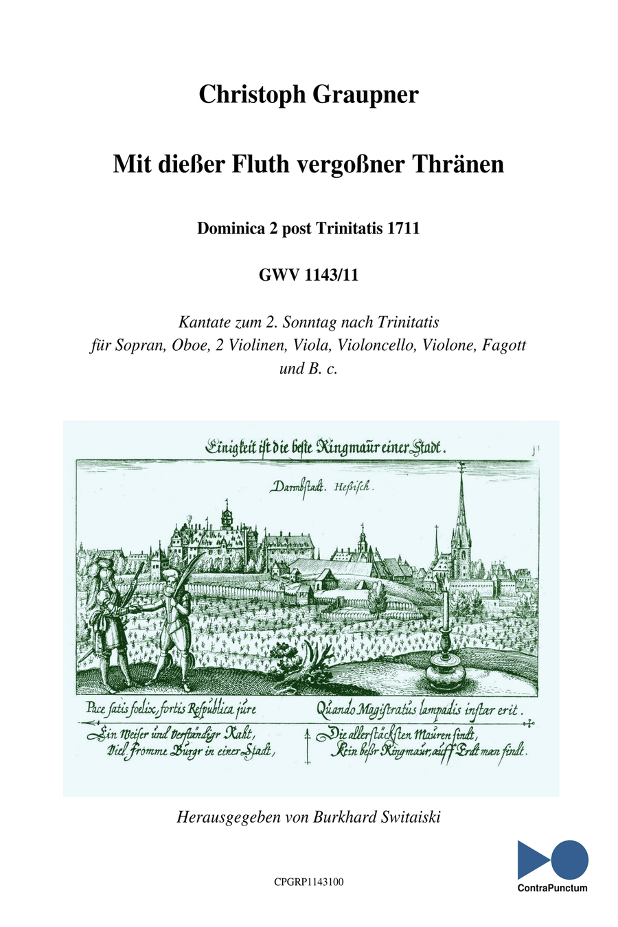 Graupner Christoph Cantata Mit dießer Fluth vergoßner Thränen GWV 1143/11 String Orchestra scores gallery preview page 1