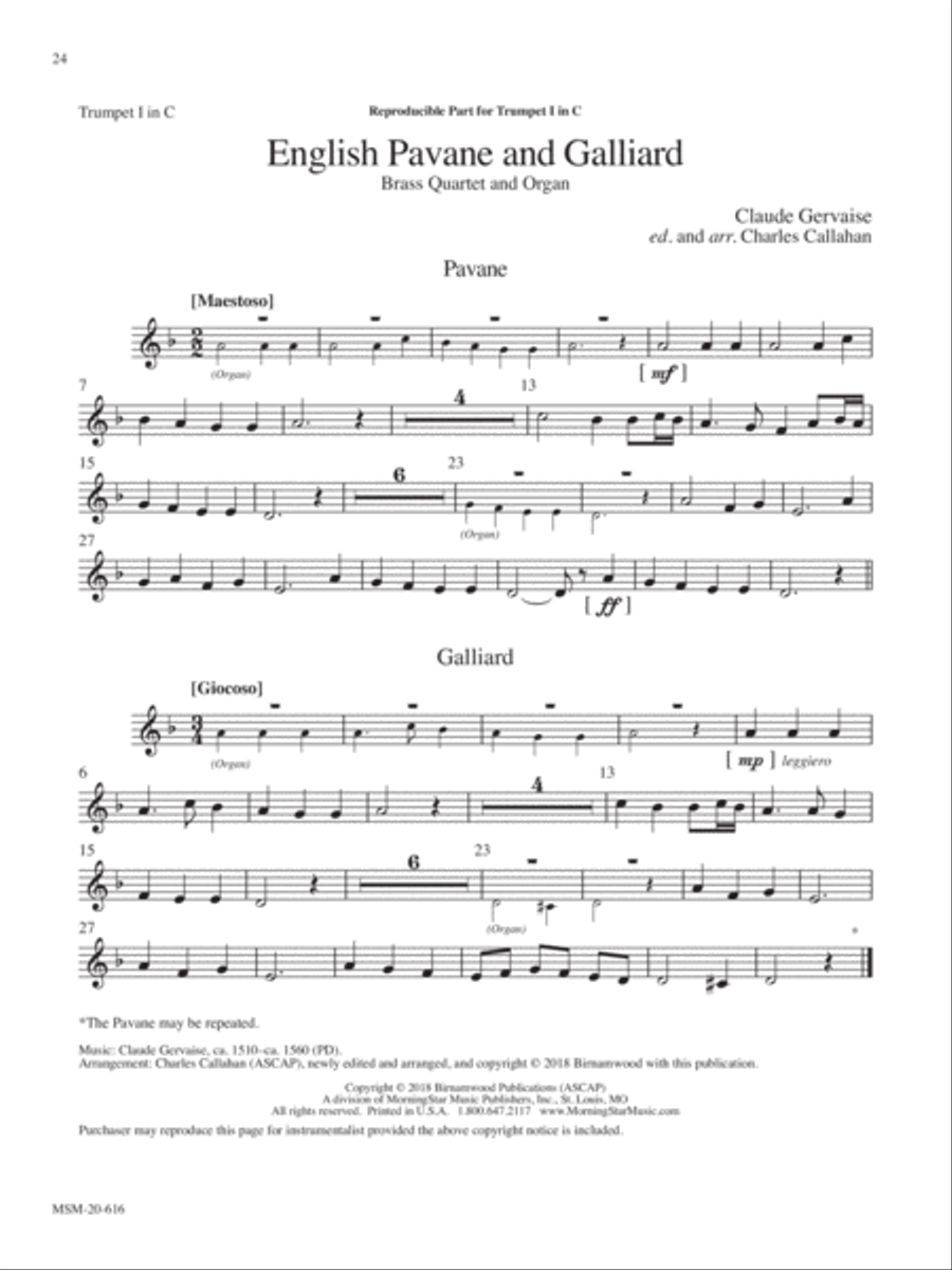 English Pavane and Galliard Organ scores gallery preview page 6