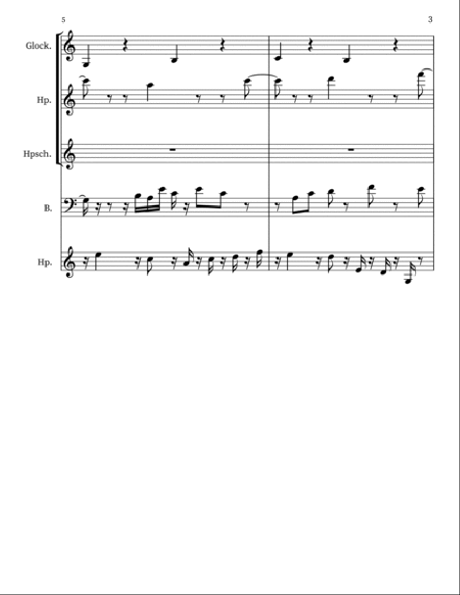 Z 122 for glockenspiel, harps, harpsichord, upright bass Double Bass scores gallery preview page 3