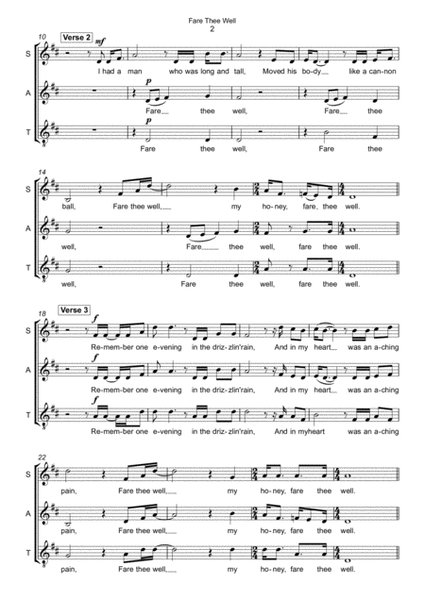 Fare Thee Well - SAT a cappella image number null