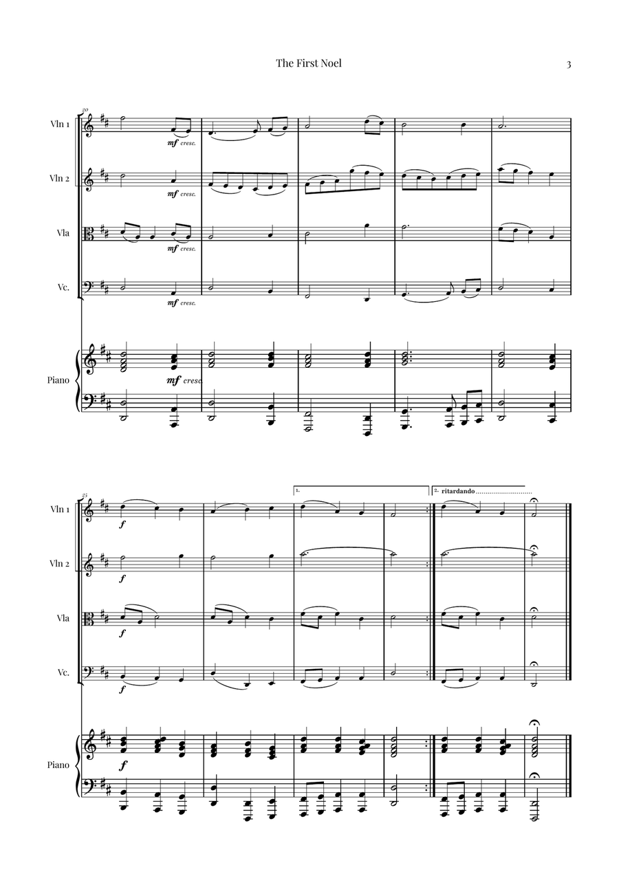 The First Noel | BEAUTIFUL Christmas Classic String Quartet scores gallery preview page 3