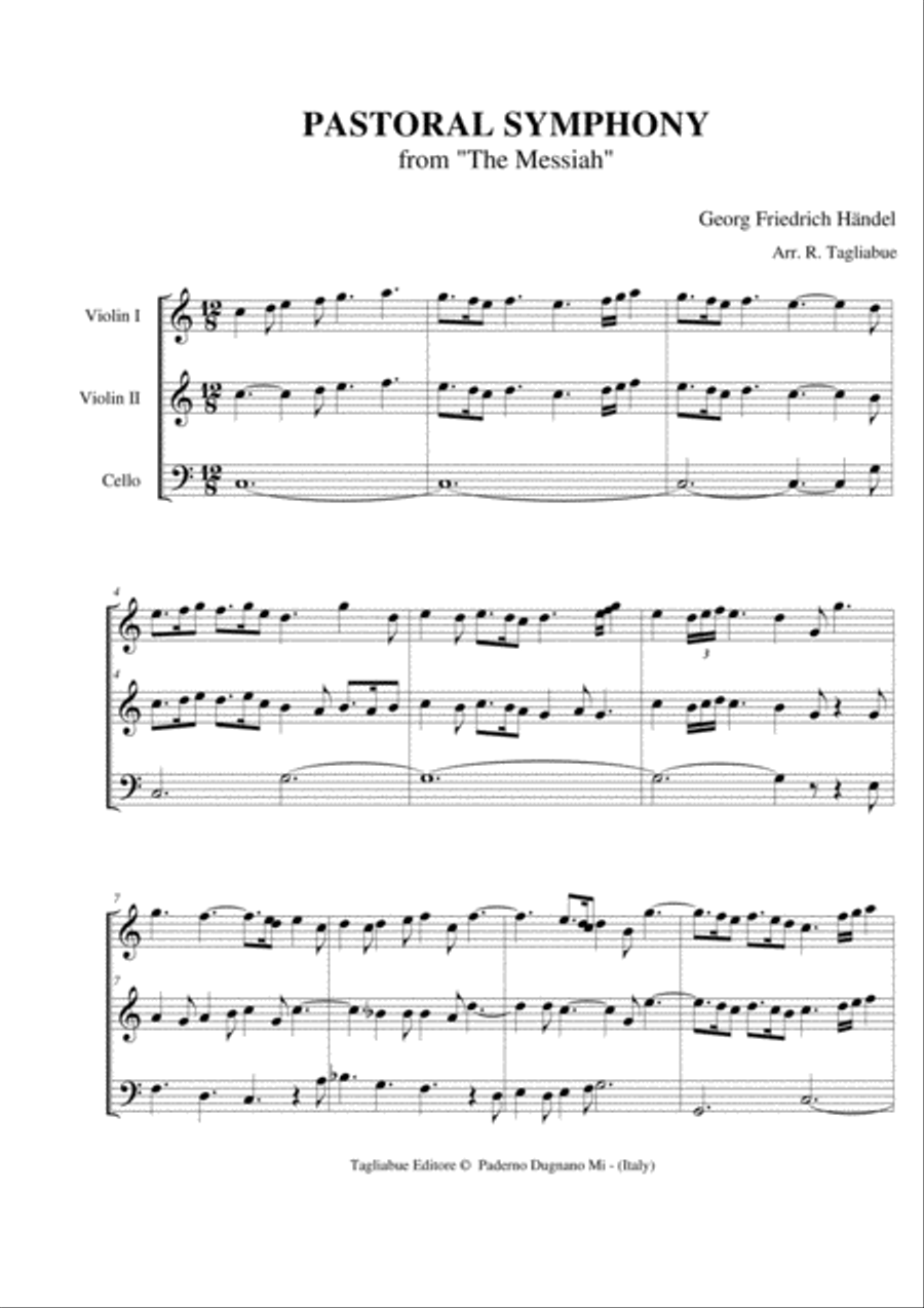 PASTORAL SYMPHONY - from The Messiah - Handel - Arr. for String Trio String Trio scores gallery preview page 2