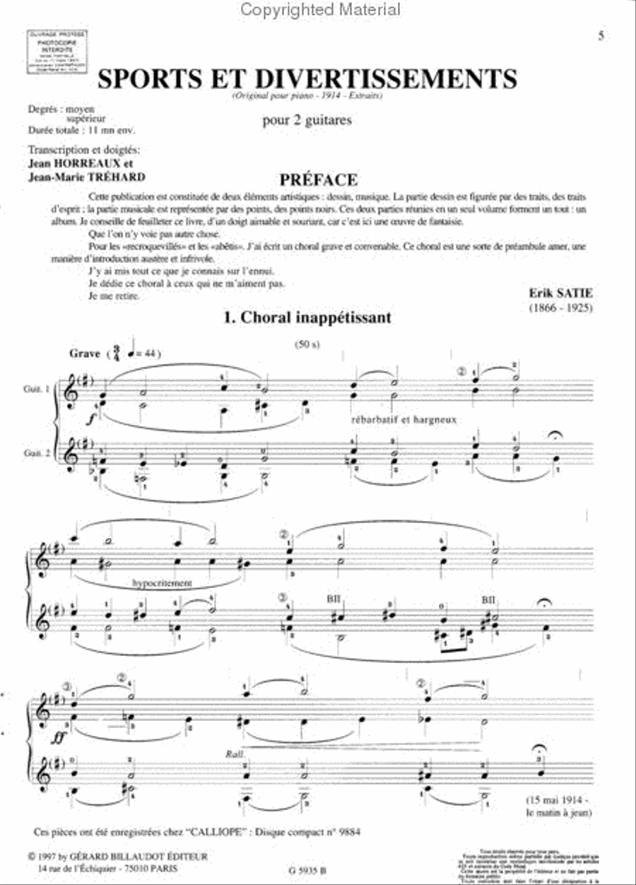 Sports & Divertissements - Guitar Duet Chamber Music scores gallery preview page 2