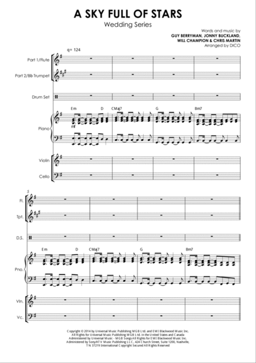 A Sky Full Of Stars Small Ensemble scores gallery preview page 2