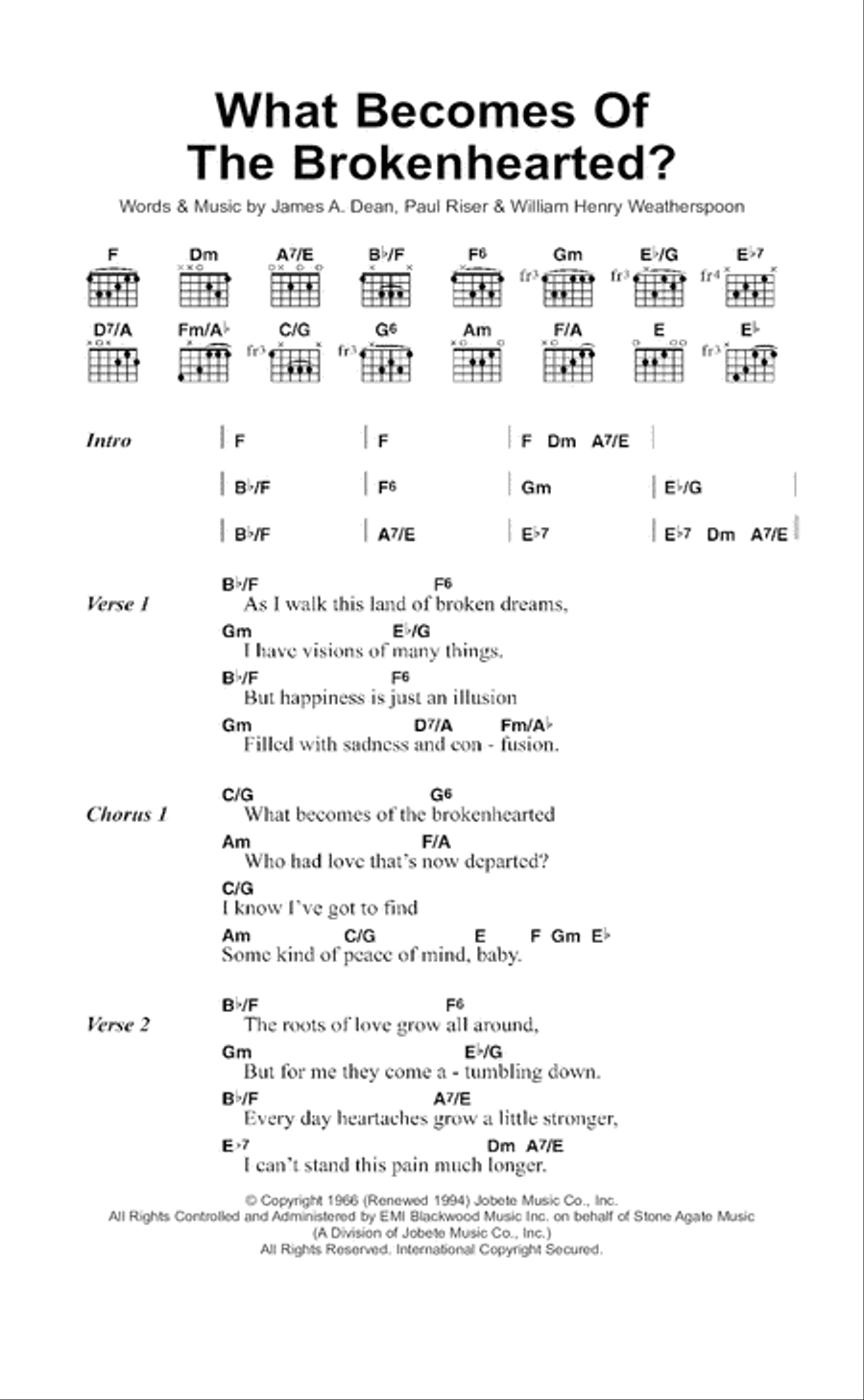 What Becomes Of The Brokenhearted? Guitar scores gallery preview page 1