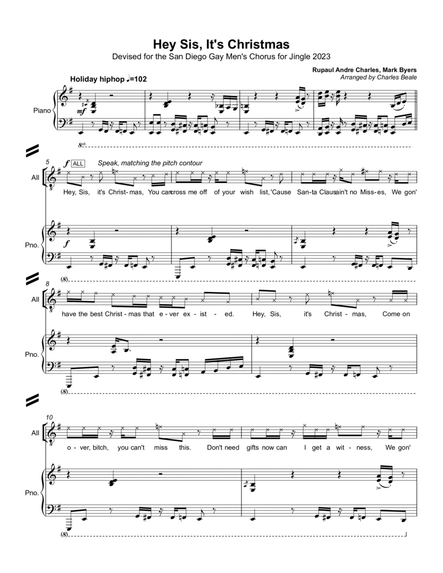 Hey Sis It's Christmas TTBB scores gallery preview page 1