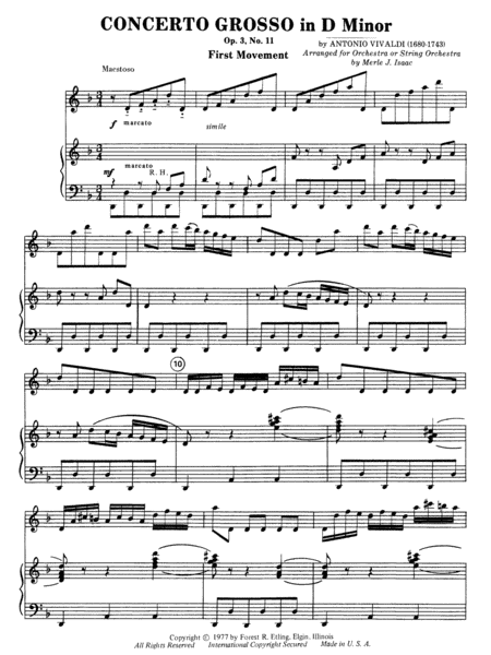 Concerto Grosso in D Minor: Piano Accompaniment