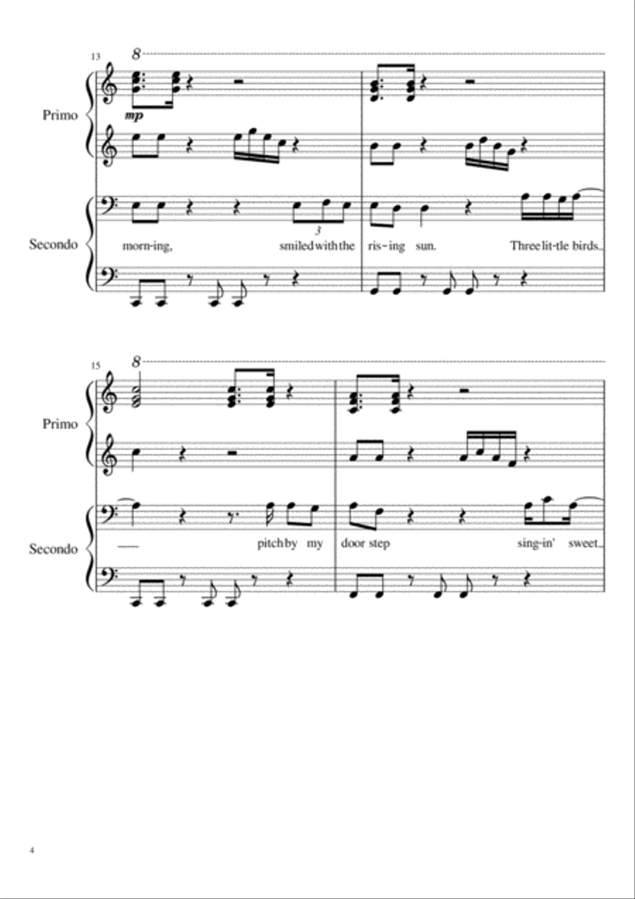 Three Little Birds Piano scores gallery preview page 4