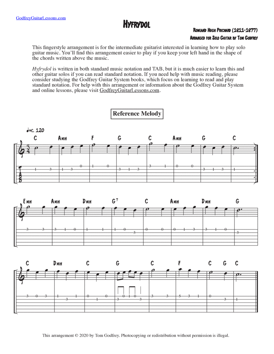 Hyfrydol Acoustic Guitar scores gallery preview page 1
