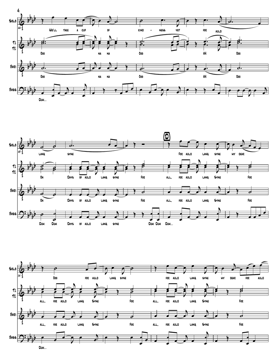 Auld Lang Syne (as performed by Straight No Chaser) - TTBB TTBB scores gallery preview page 5
